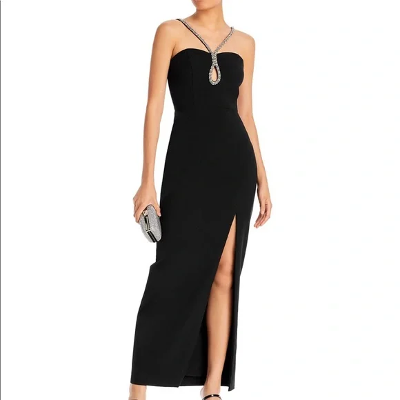 Aqua | Dresses | Aqua Formal Scuba Black Embellished Gown | Poshmark